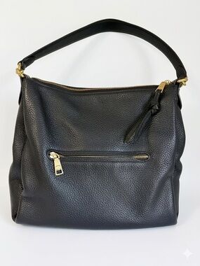 COACH Shay Shoulder Bag Black Pebble Leather Gold HW Hobo Minimalist Chic